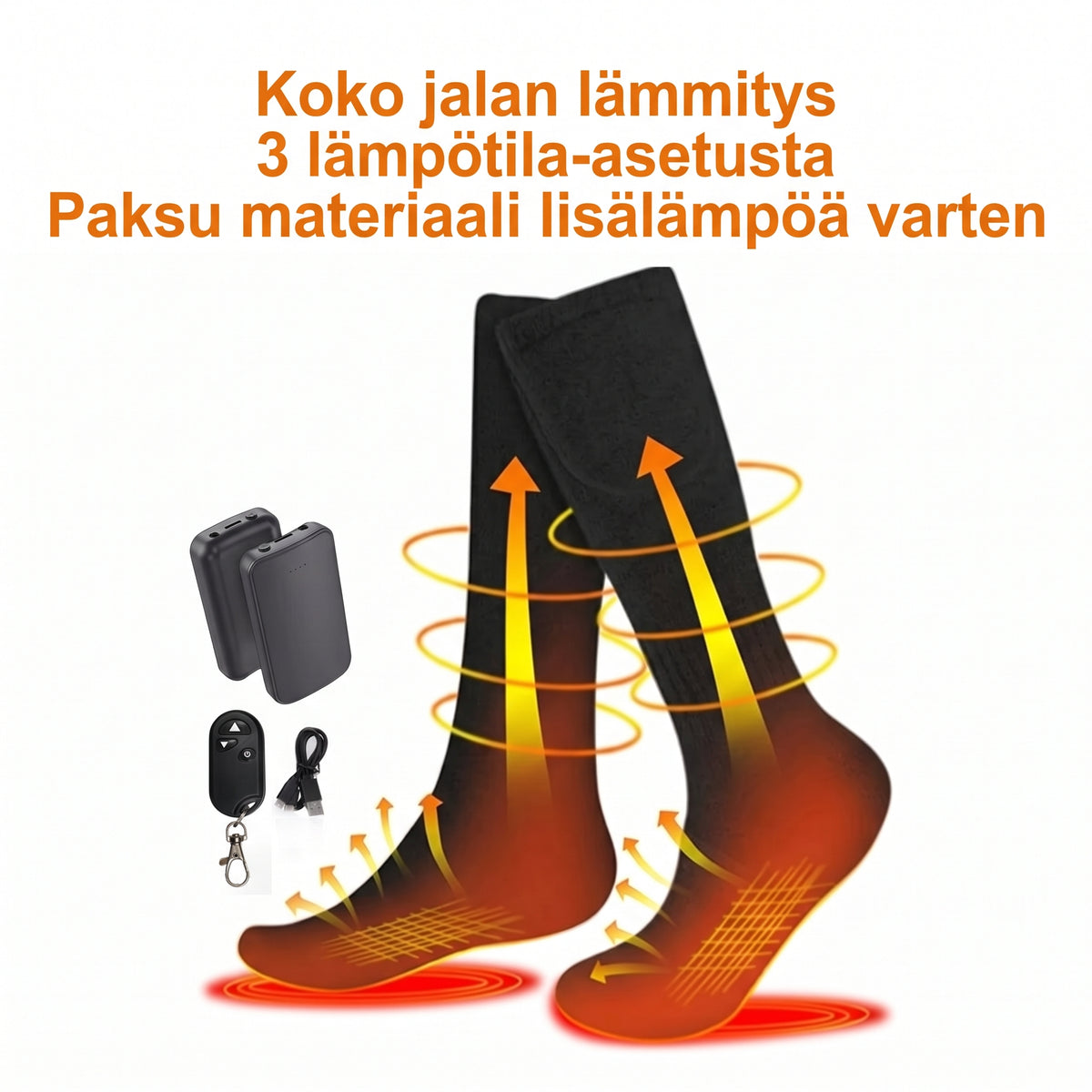 Vedenkestävät sähkölämmitteiset talvisukat