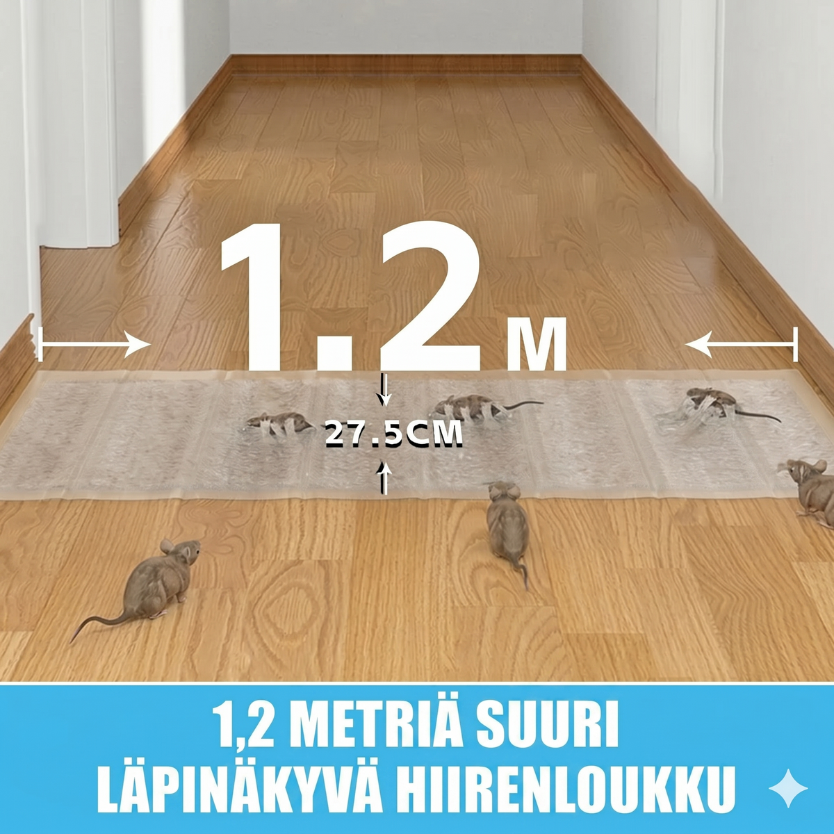 1,2 m suuri läpinäkyvä hiirenloukku