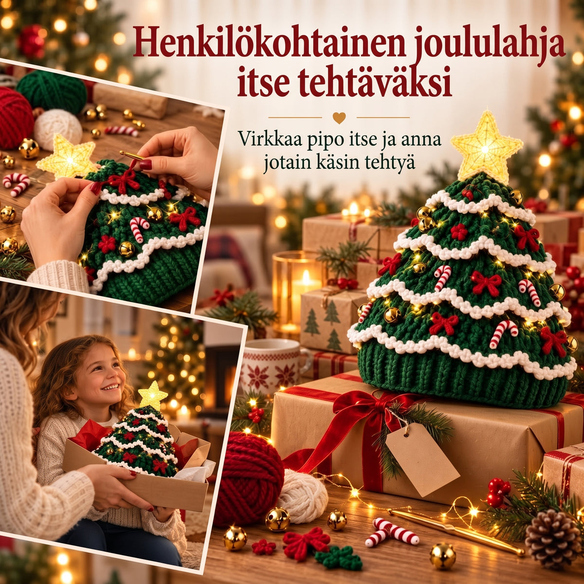 DIY-virkkaussetti joulukuusipipoon