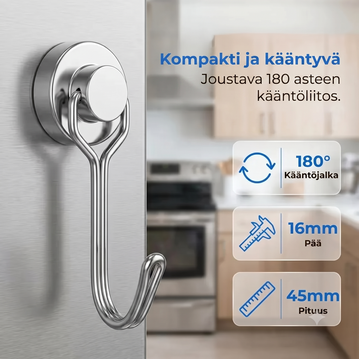 Sarja 2 magneettista kääntyvää koukkua