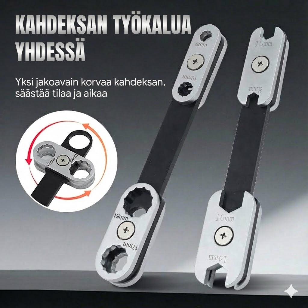 Monitoiminen säädettävä jakoavain autoille