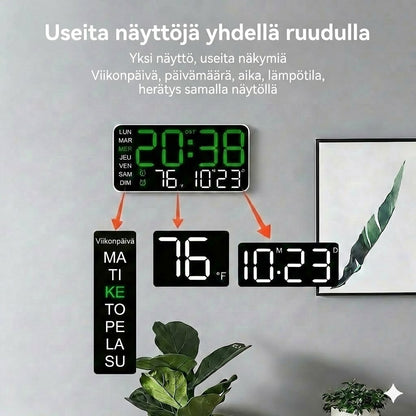 Monitoiminen koristeellinen digitaalinen LED-seinäkello