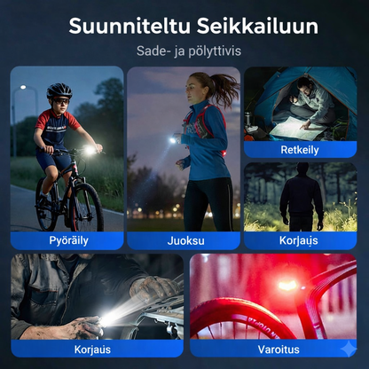 Monitoiminen alumiiniseoksesta valmistettu minitaskulamppu