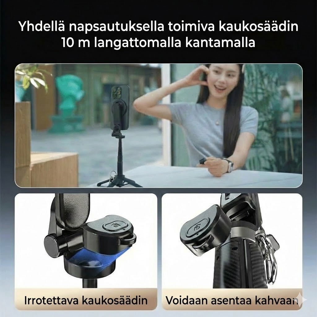 4-in-1 Magneettinen selfiekeppi 360 asteen kääntömahdollisuudella