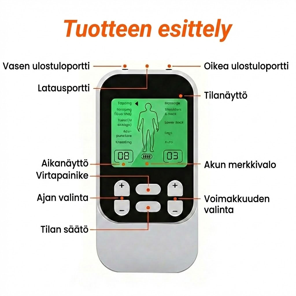 Kannettava Kaksikanavainen TENS-Lihasstimulaattori