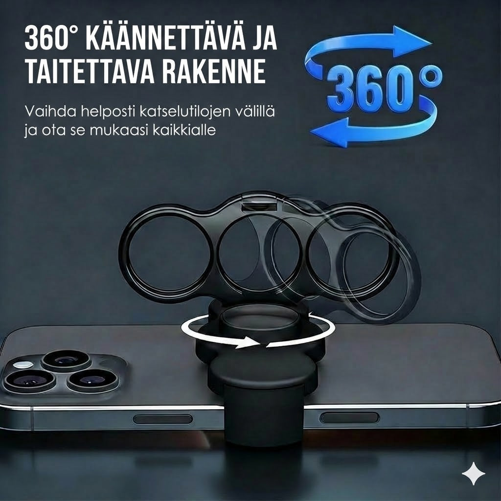 Kolmen sormen kaksoissormus, jossa on klipsi takana