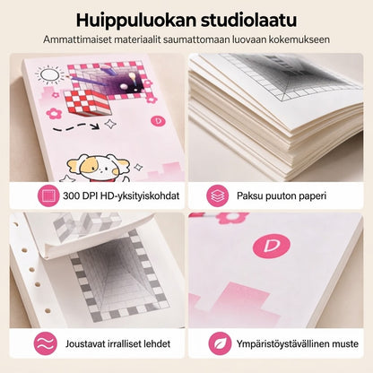 3D-piirustuskirja lapsille väritys- ja leikkaustehtävillä