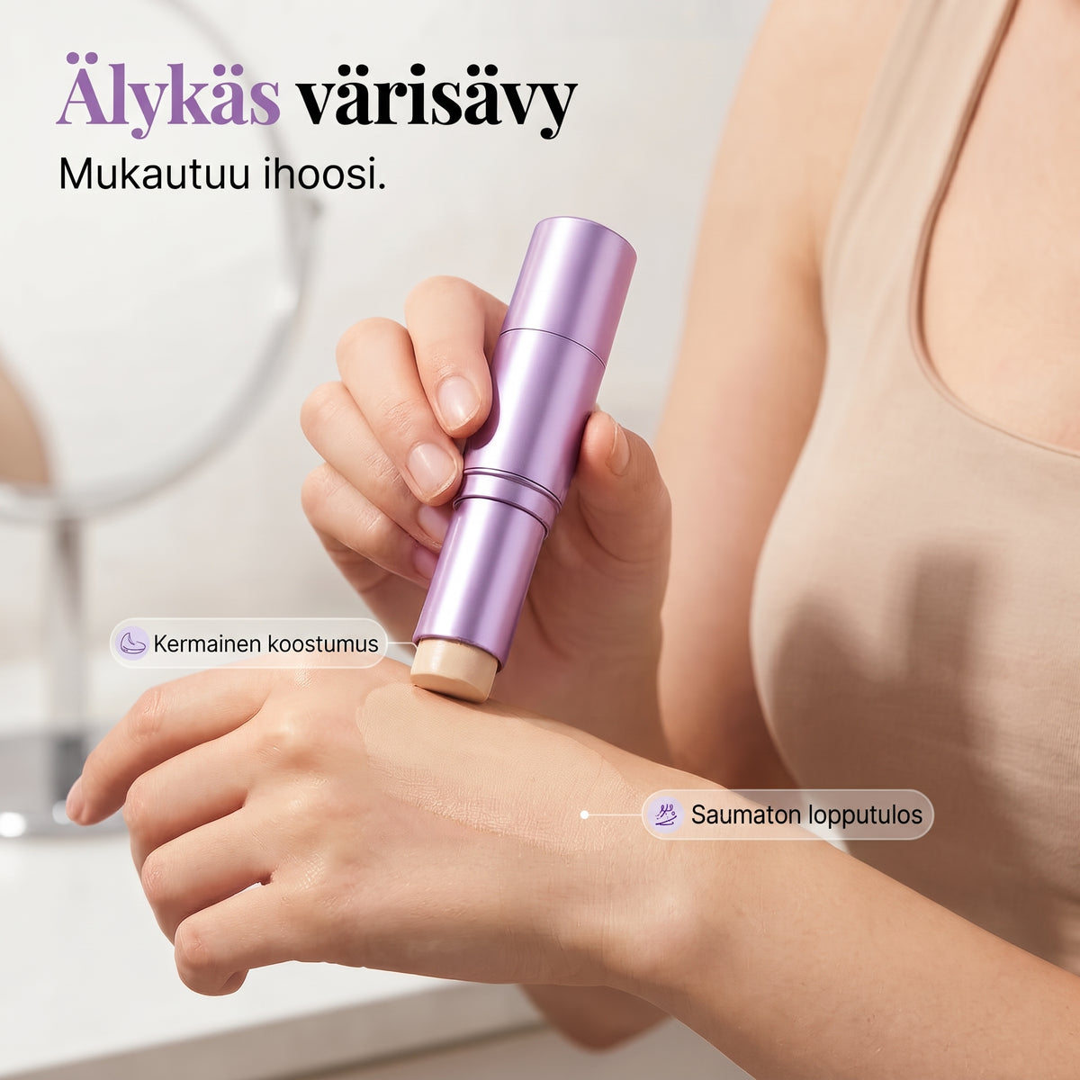 Väriä vaihtava 2 in 1 meikkivoide