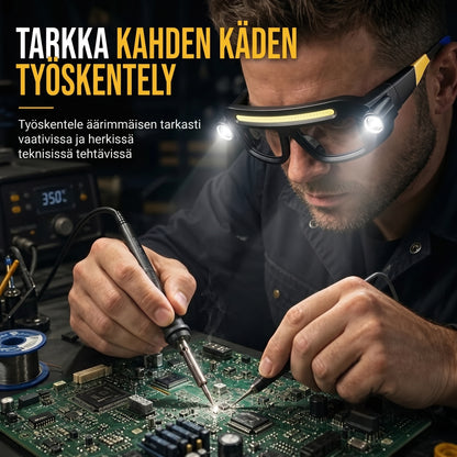 Ladattava silmälasimallinen LED otsalamppu liiketunnistimella
