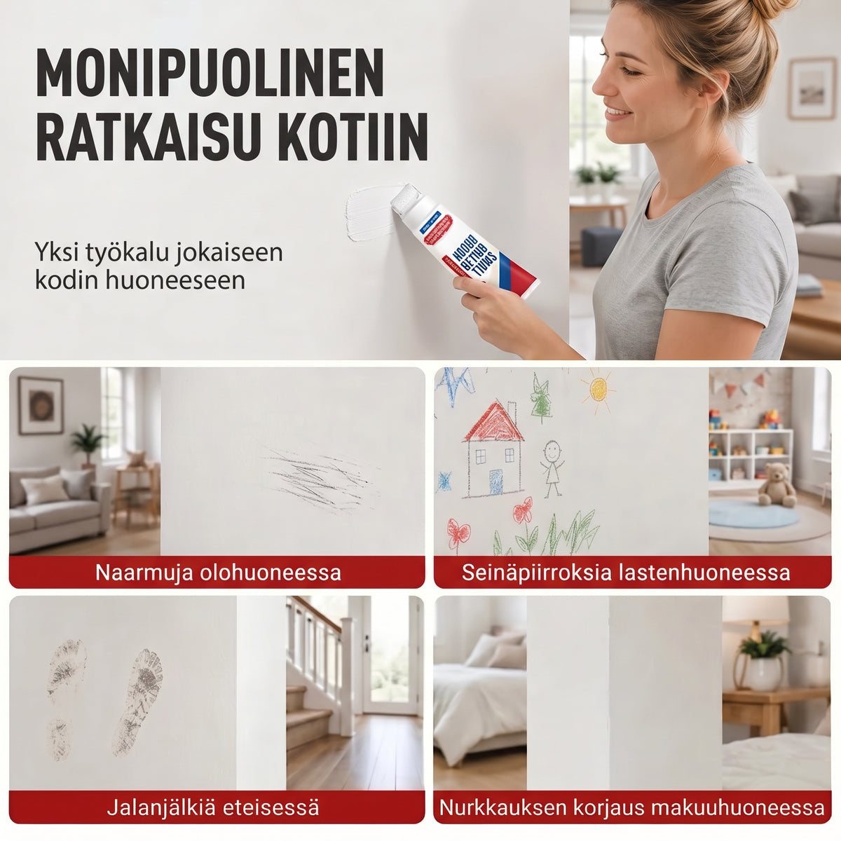 Vedenkestävä seinänkorjaustahna telalla