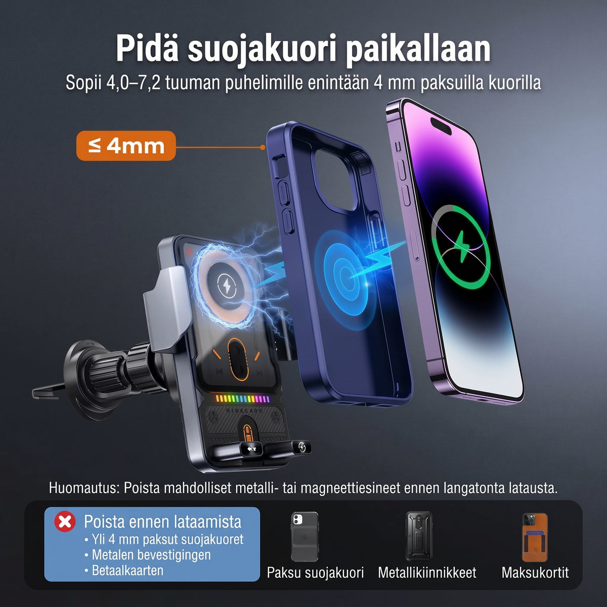 Langaton autopuhelinteline lataustoiminnolla