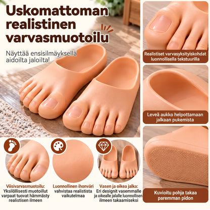 Hauskat tohvelit realistisilla isoilla varpailla