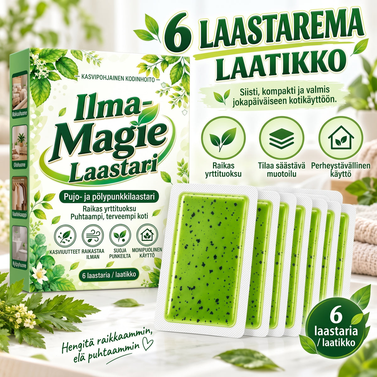 Pujolaastarit pölypunkkeja vastaan 6 kappaletta