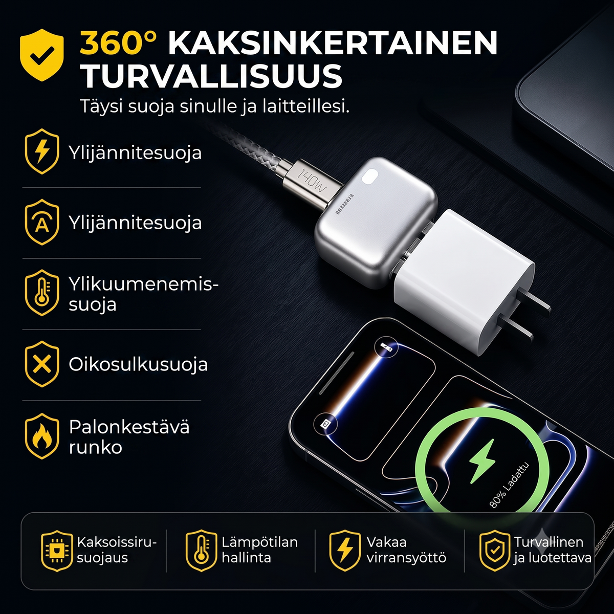 Latauspaneeli automaattisella sammutuksella ja ylilataussuojalla