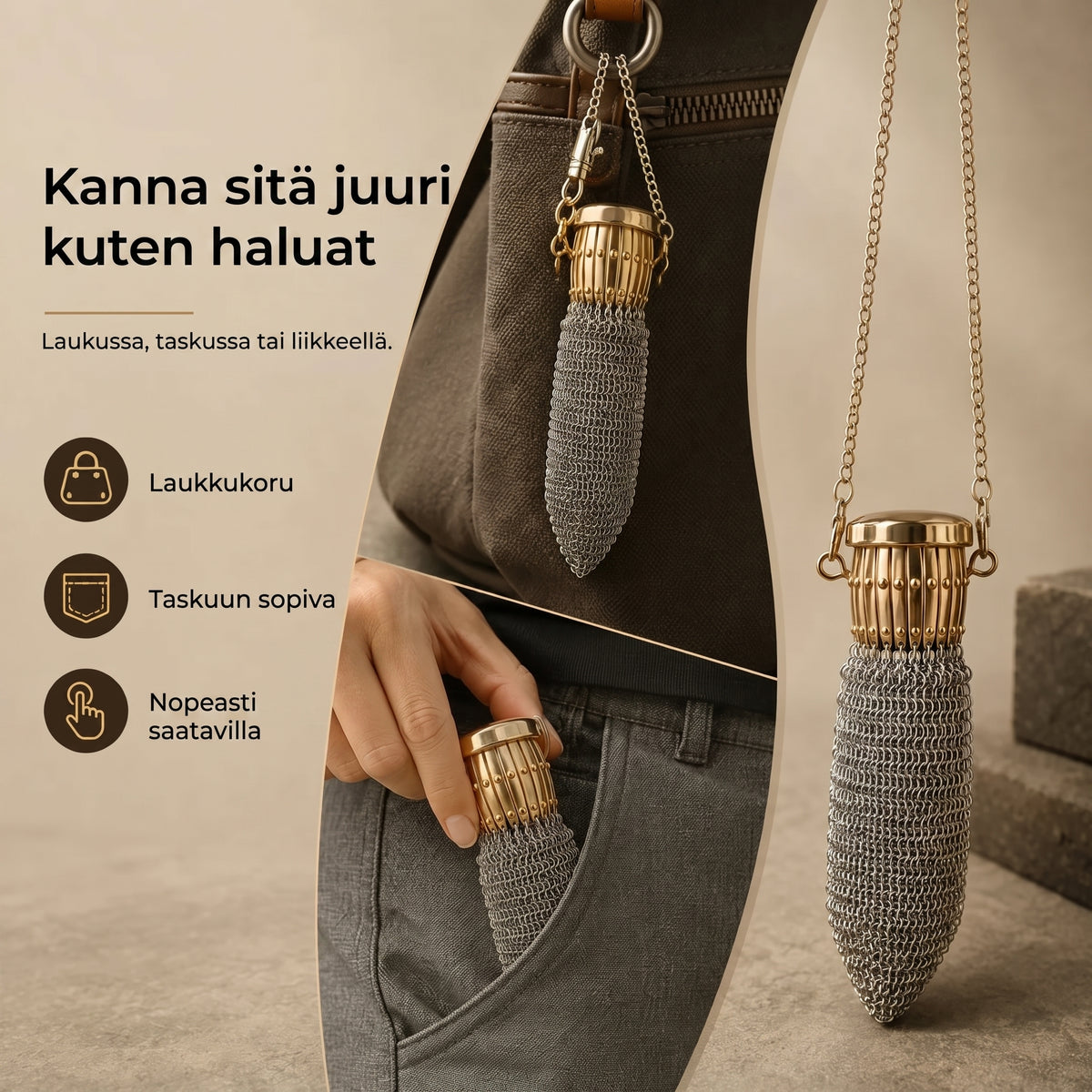 Vintage metalliverkkoinen kolikkopussi pikkutavaroille