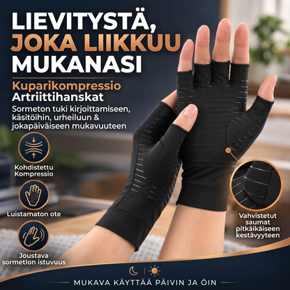 Kuparia sisältävät kompressiohanskat 1 pari