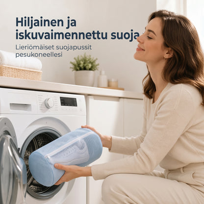 Verkkokankainen kenkien pesupussi pesukoneeseen