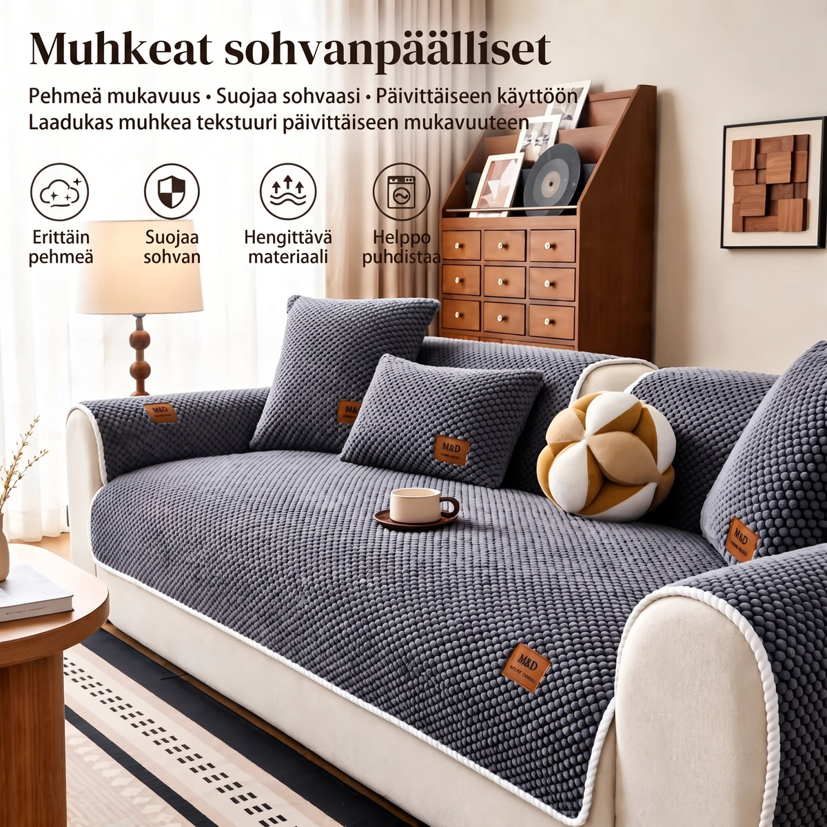 Paksunnettu liukumaton sohvanpäällinen lemmikeille