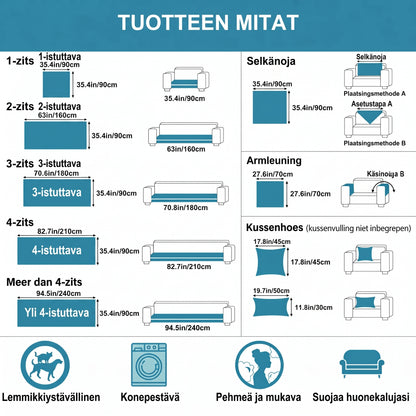 Paksunnettu liukumaton sohvanpäällinen lemmikeille