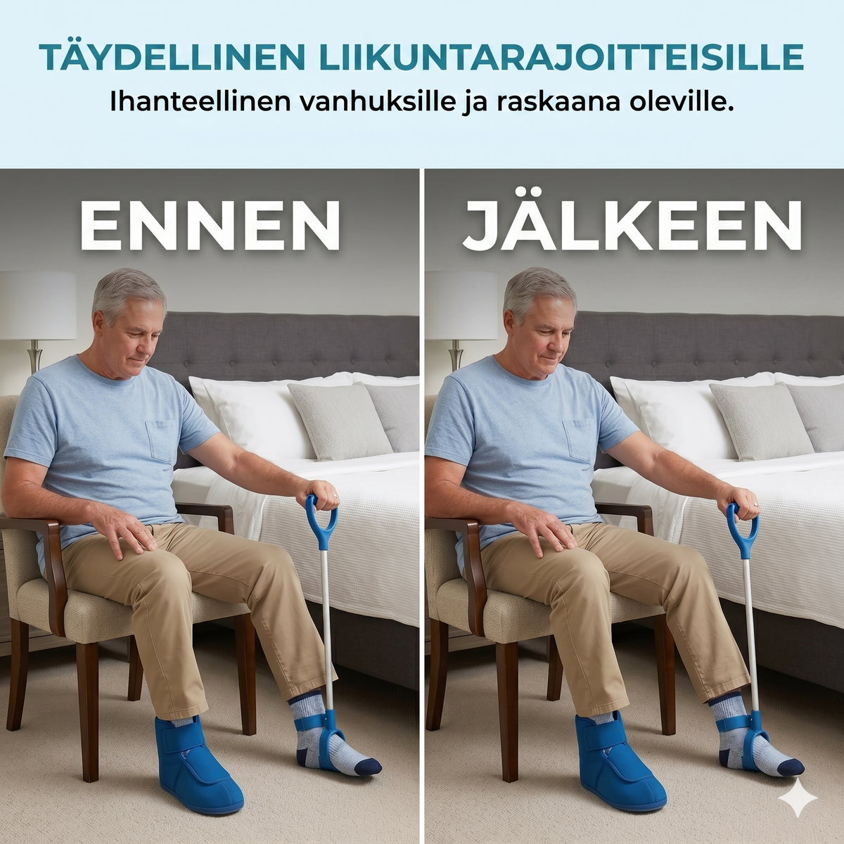 Sukkaanvetolaite vetolenkeillä ilman kumartumista