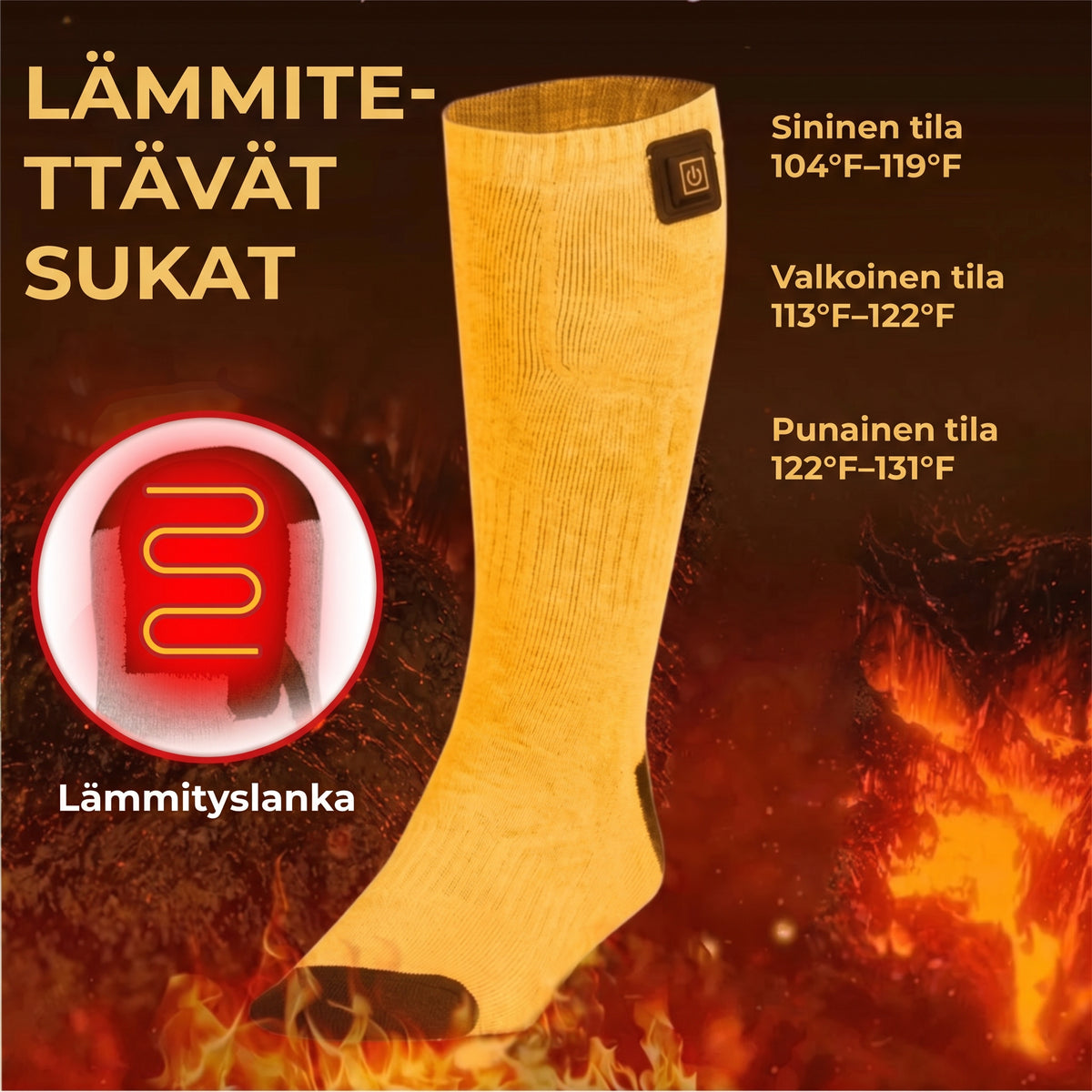 Vedenkestävät sähkölämmitteiset talvisukat