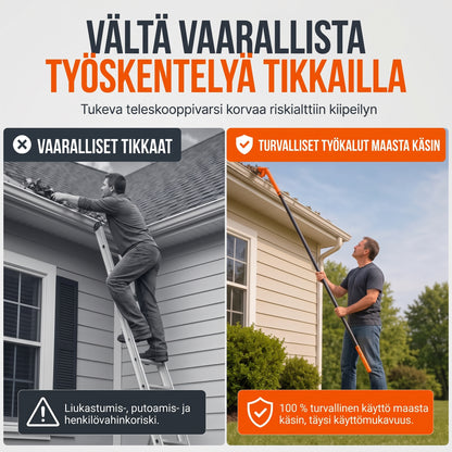 Ergonominen räystäskourujen puhdistin