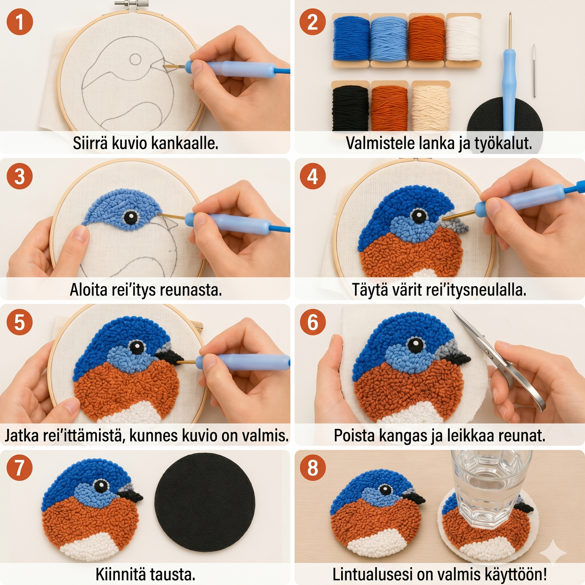 Luova DIY-kirjontasetti lasinalusille
