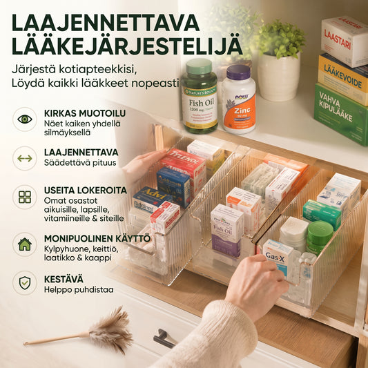 Ulosvedettävä läpinäkyvä lääkejärjestäjä