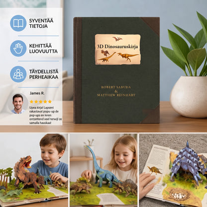 Interaktiivinen 3D pop up dinosaurus-kirja