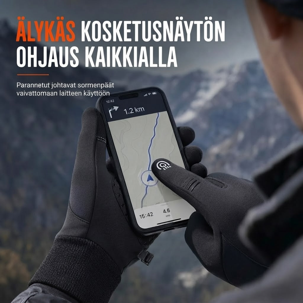 Lämpimät lämpökäsineet kosketusnäytölle ja liukumattomalla otteella