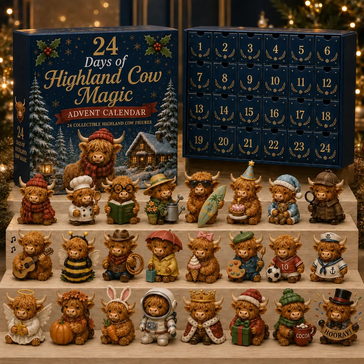 Nelipäiväinen skotlantilainen ylämaankarja-adventtikalenteri