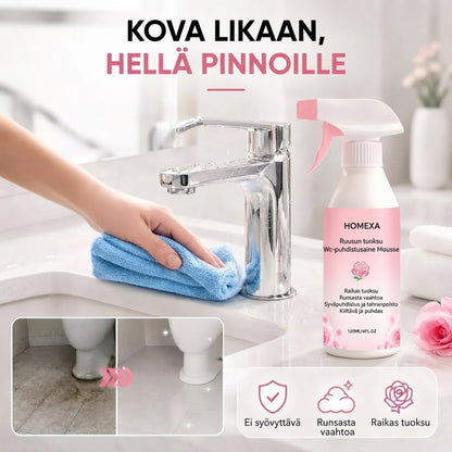 Kylpyhuoneen puhdistussuihke kalkkisaostumien ja saippuajäämien poistoon