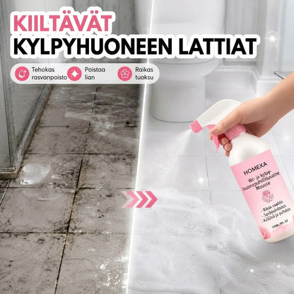 Kylpyhuoneen puhdistussuihke kalkkisaostumien ja saippuajäämien poistoon