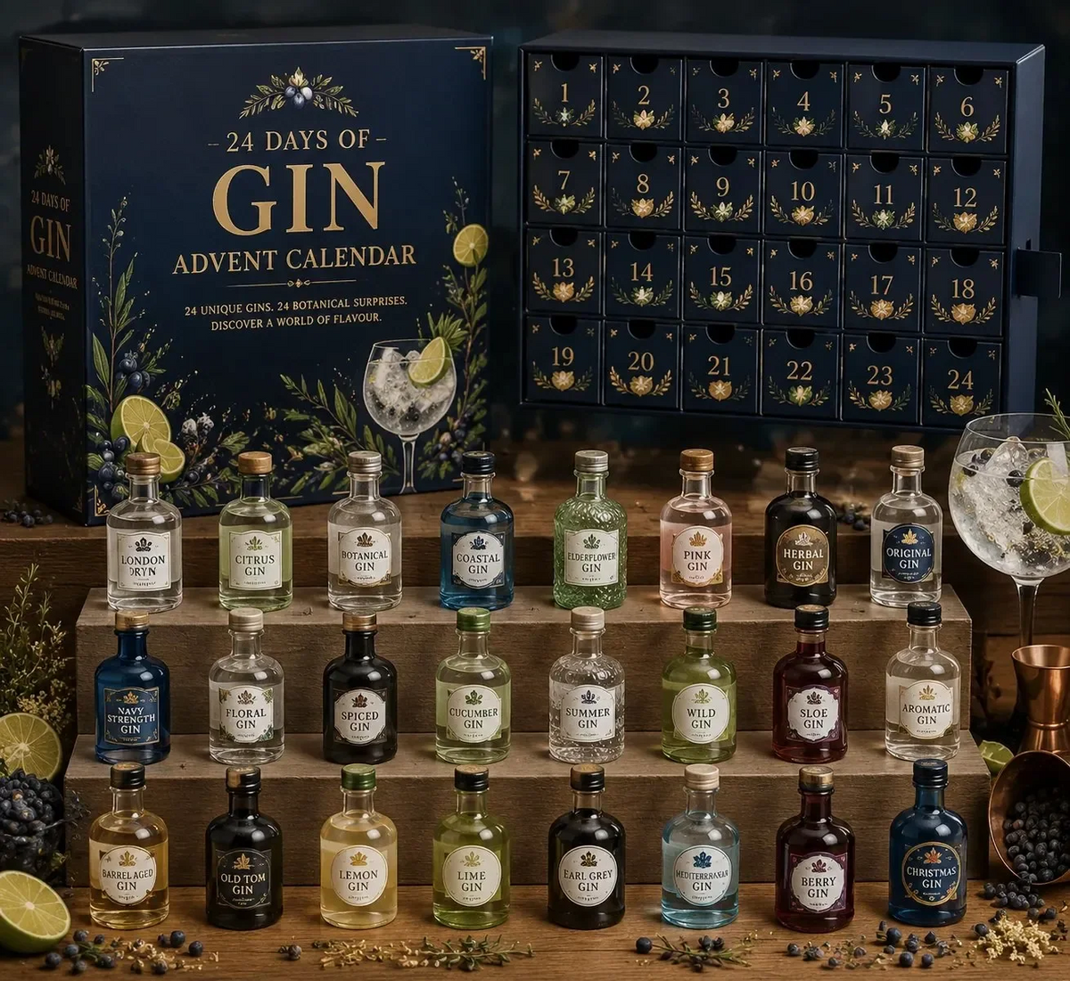 Gin-joulukalenteri 2026 24 minipullolla