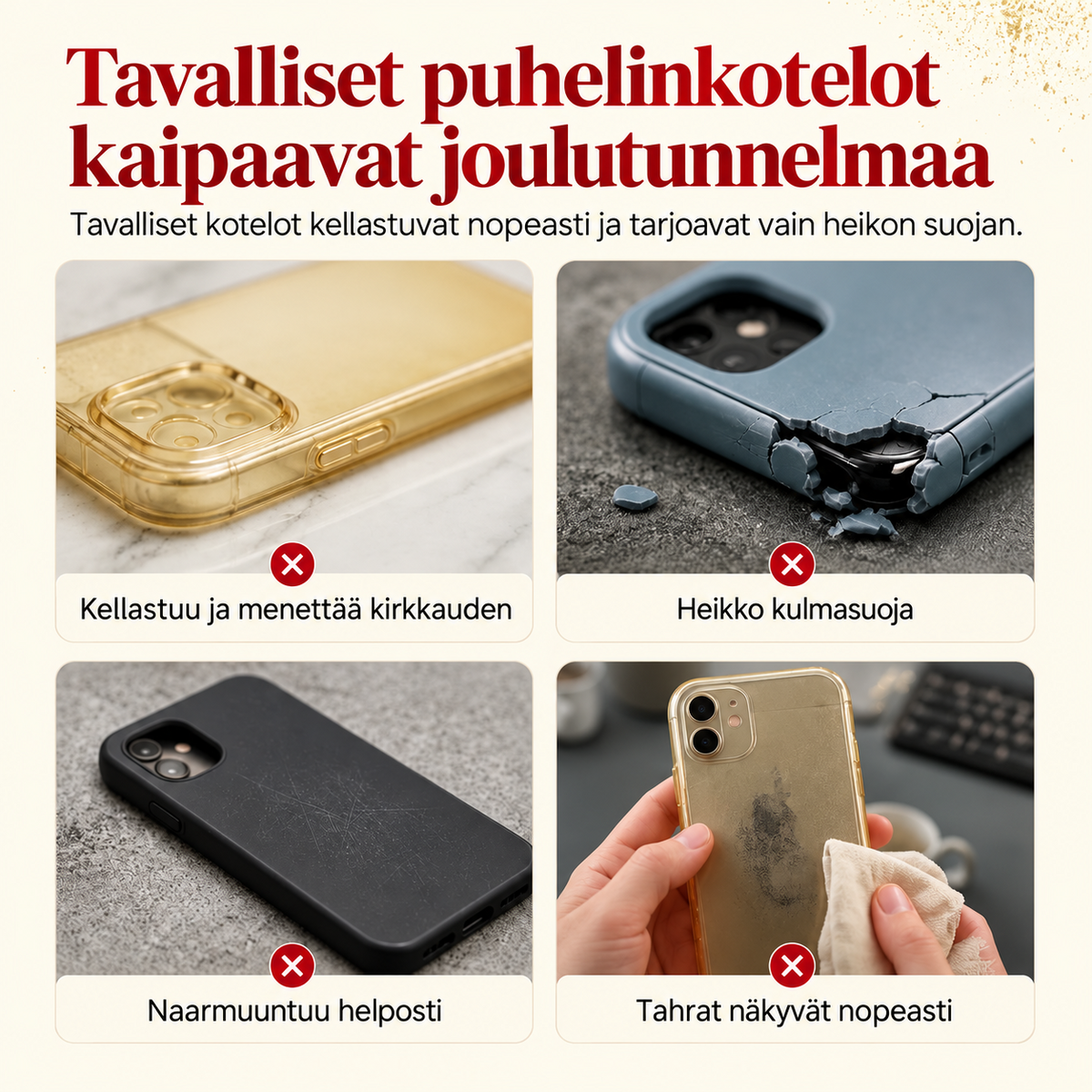Kimaltava joulukuusikuvioinen puhelimen suojakuori