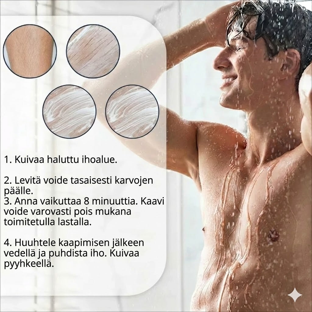 Nopeavaikutteinen karvanpoistovoide miehille